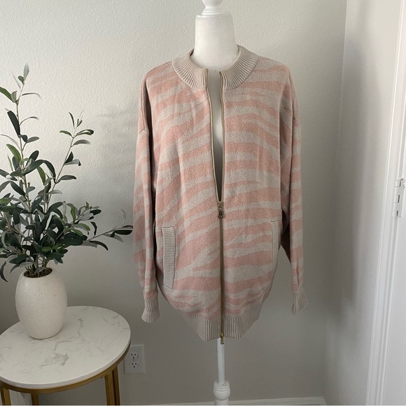 Varley Mayberry sweater pink blush zebra size large wool cotton - Picture 2 of 11
